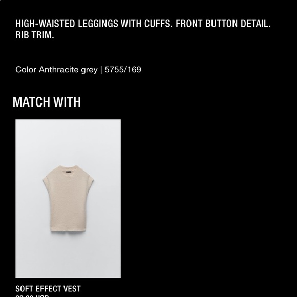 NWOT ZARA wool blend buttoned leggings - Picture 6 of 7